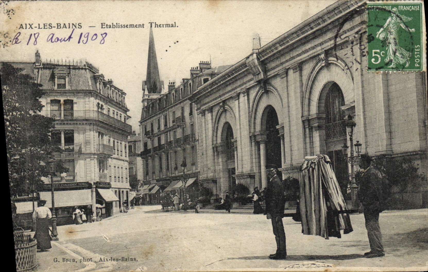CPA Aix Les Bains Etablissement Thermal Voiture a porteurs