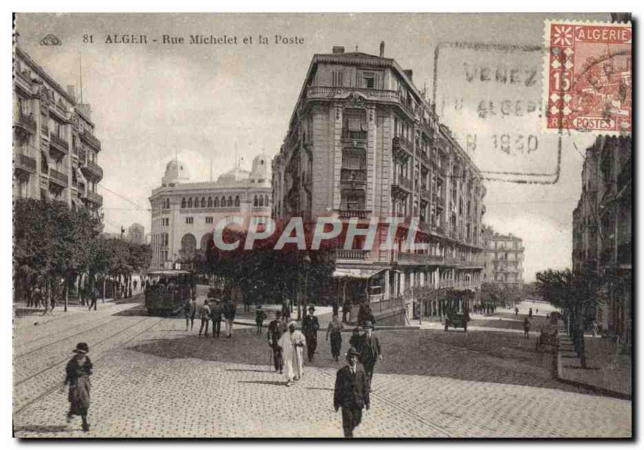 CPA Alger Rue Michelet et la Poste