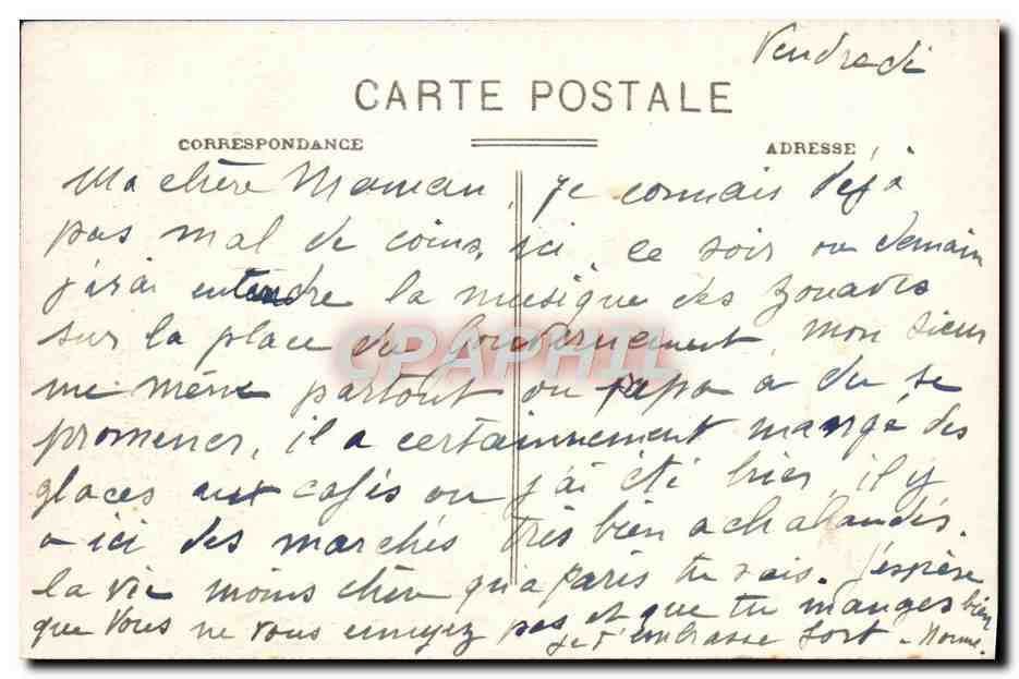 CPA Alger Jardin d'Essai Allee des bambous — Rückseite