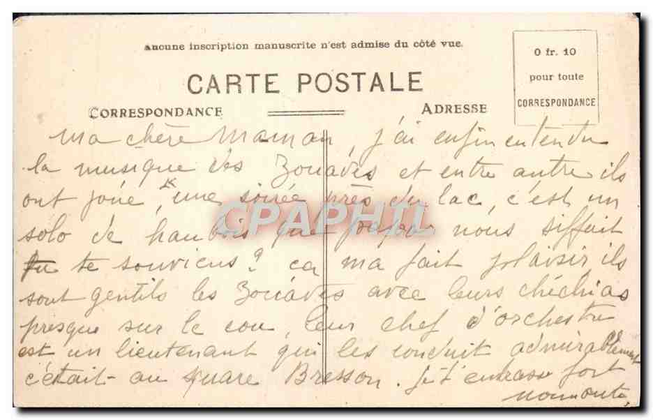 CPA Alger Jardins d'Essais Cocotiers — Back