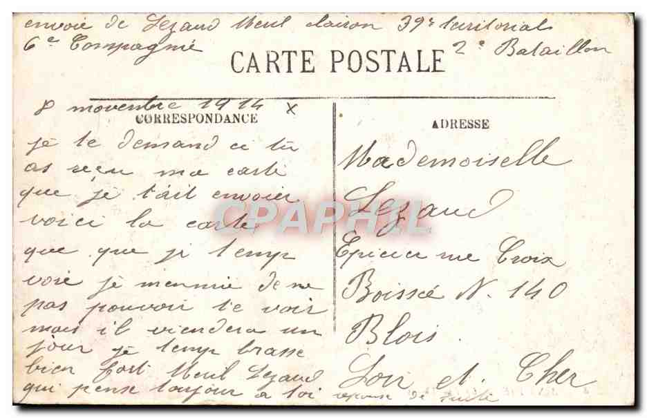 CPA Rue Soldat Velo Militaria — Rückseite