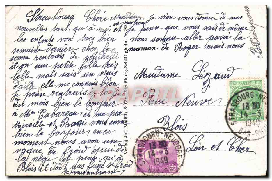 Strasbourg - Le Bain-aux-Plantes — éditeur Verlag Jul. Marks & Cie. n° 288 — Rückseite