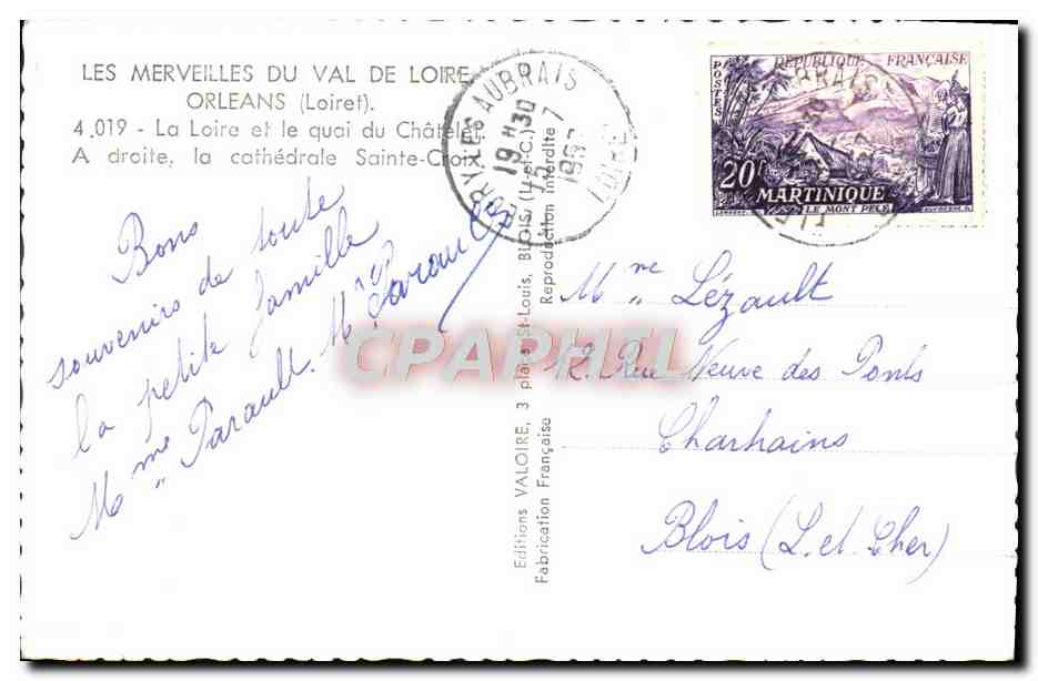 CPM Orleans Les Merveilles Du Val De Loire La Loire et le quai du Chatelet cathedrale Sainte Croix  — Rückseite