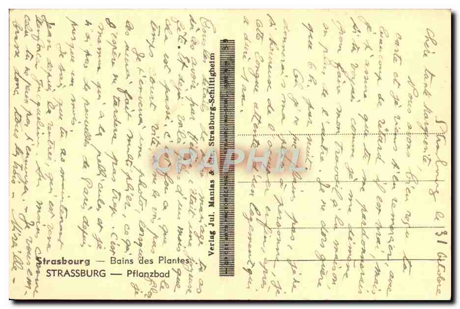 CPA Strasbourg Bains des plantes  — Rückseite