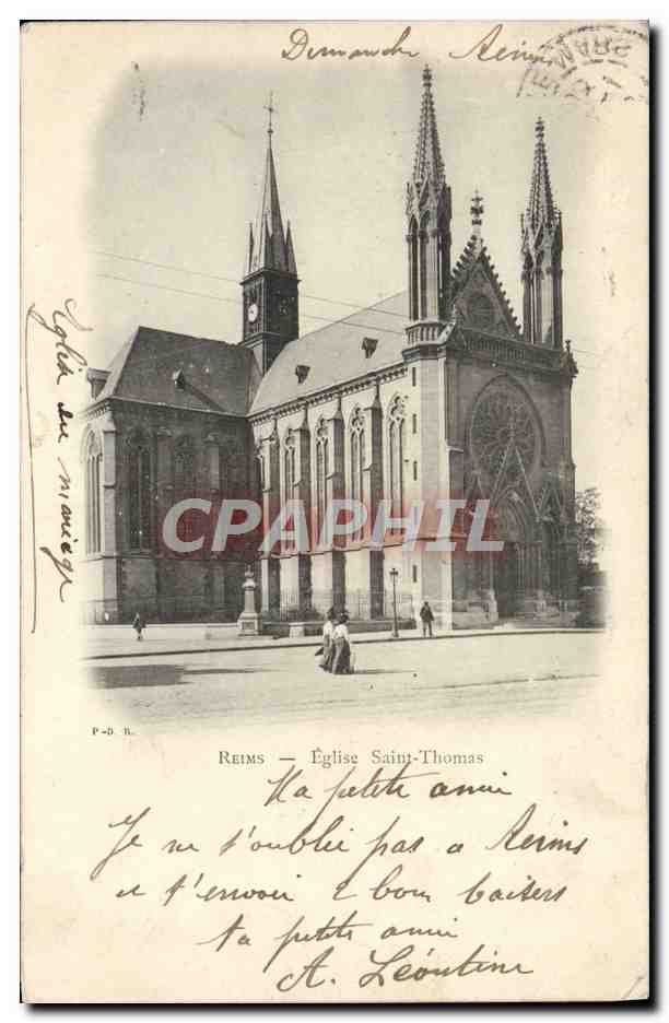 CPA Reims Eglise Saint Thomas Cachet levee de nuit paris