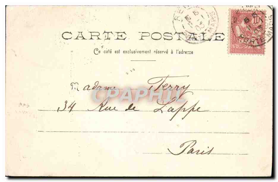 CPA Reims Eglise Saint Thomas Cachet levee de nuit paris — Verso