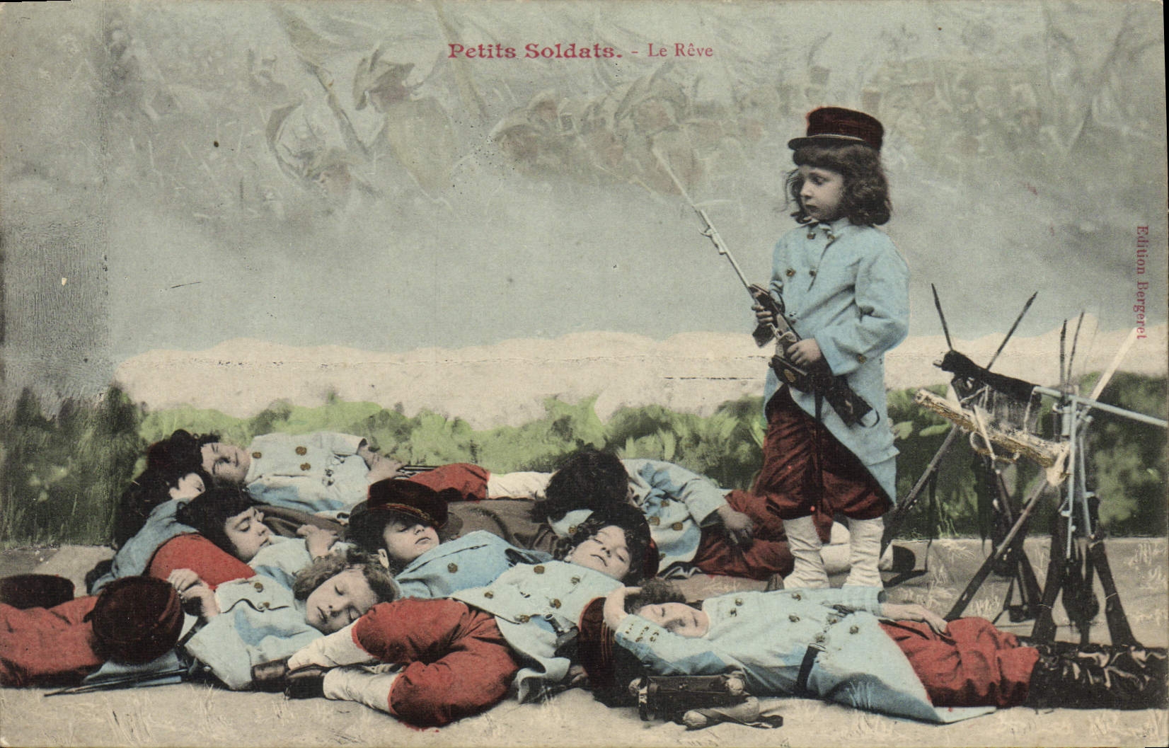CPA Enfants Petits soldats Militaria Le reve