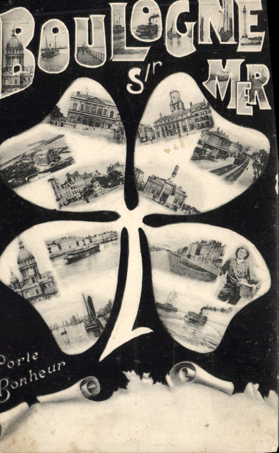 Boulogne-sur-Mer — vue panoramique en forme de trèfle — Édition Galeries des Deux-Pavillons - Anverso