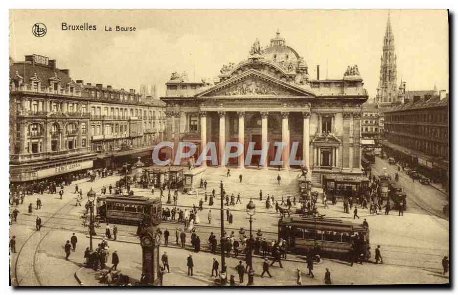 CPA Bruxelles La Bourse Tramway
