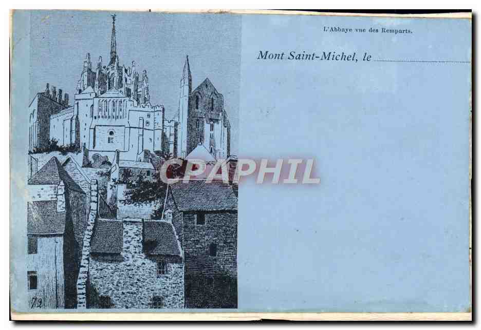 CPA Mont Saint Michel L'abbaye vue des remparts 