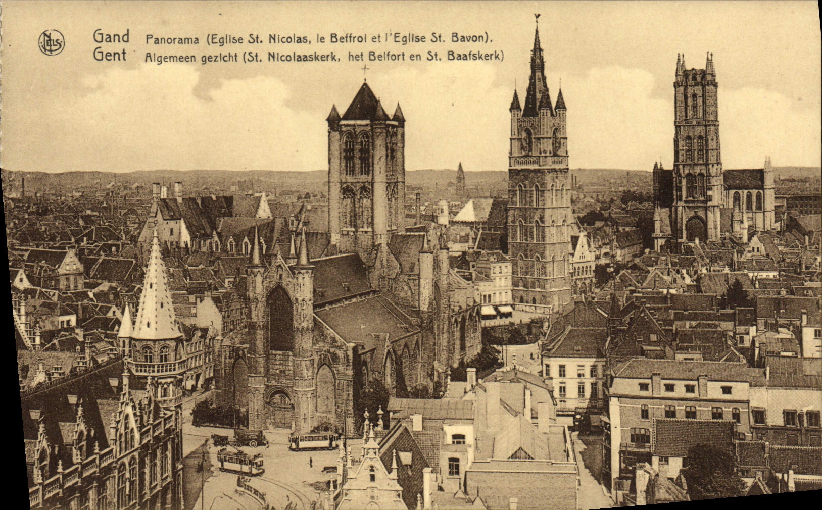 CPA Gand Panorama Eglise St Nicolas Le beffroi et l'eglise St Bavon 