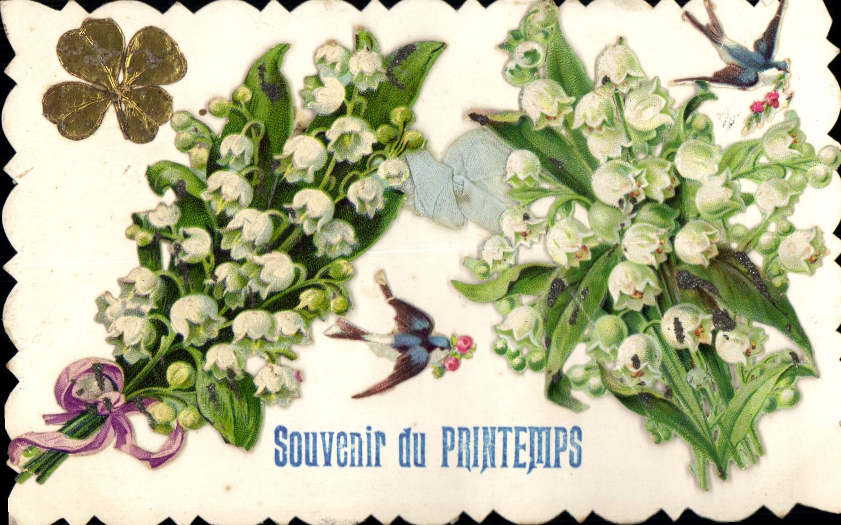 CPA Fantaisie Fleurs Souvenir du Printemps Muguet