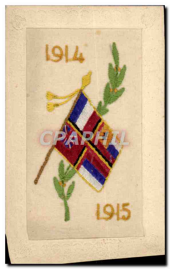 CPA Brodee Fantaisie Drapeau France 1914 1915 France Russie Angleterre Russia Militaria