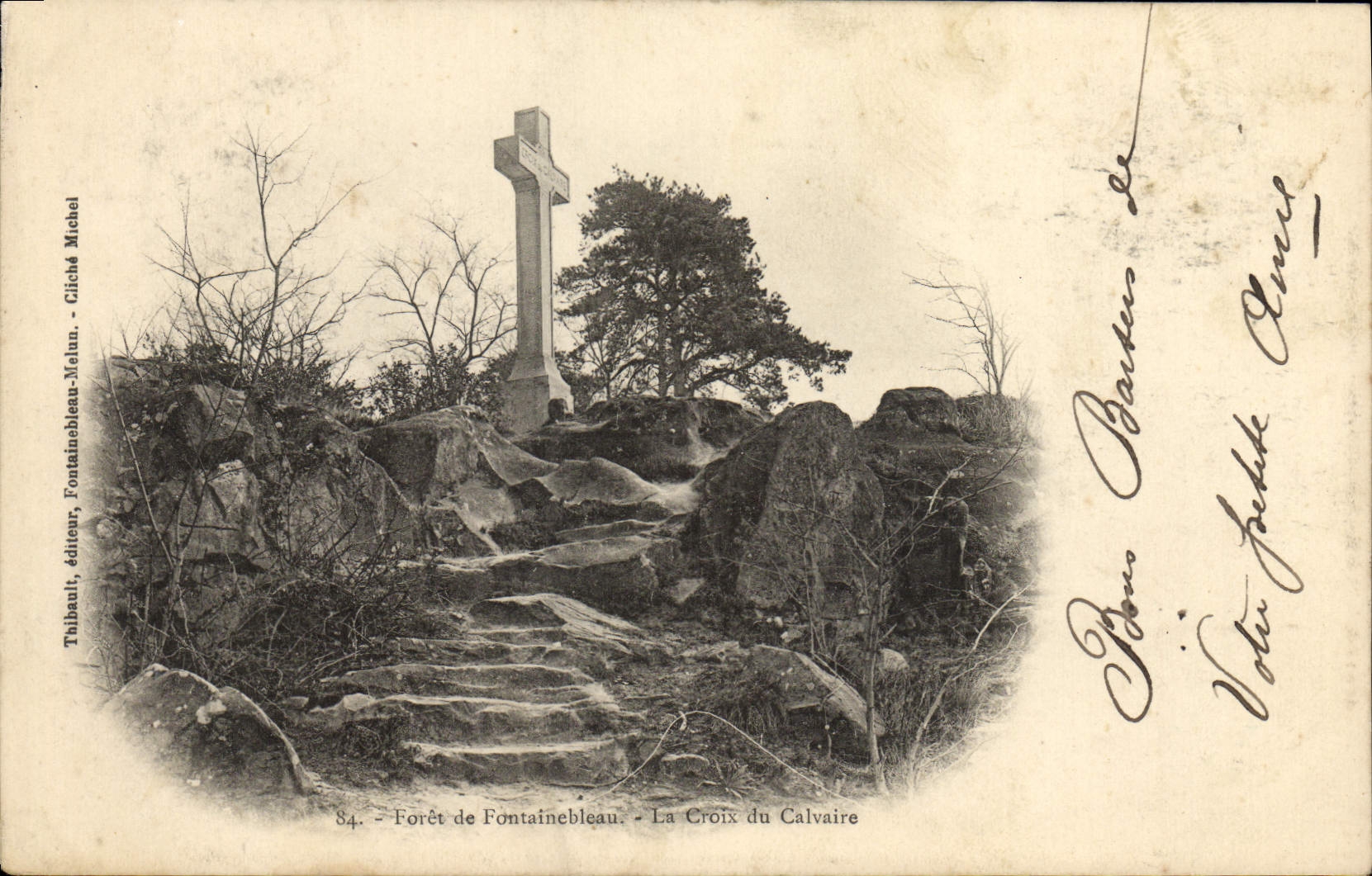 Forêt de Fontainebleau — La Croix du Calvaire — Thibault, éditeur, Fontainebleau-Meun