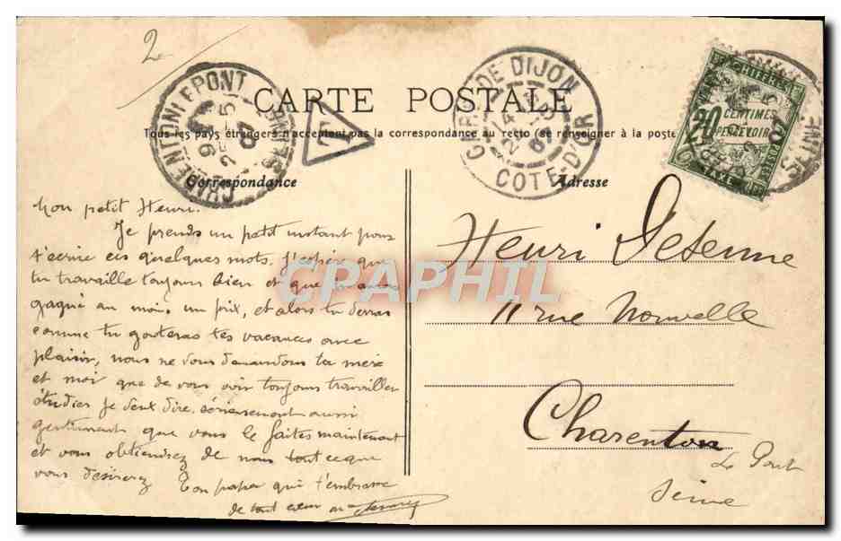 CPA Dijon Vue Generale — Rückseite