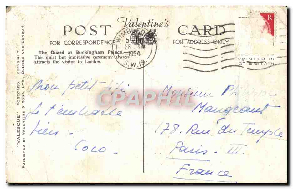 CPA London The Guard Buckingham Palace Militaria — Verso
