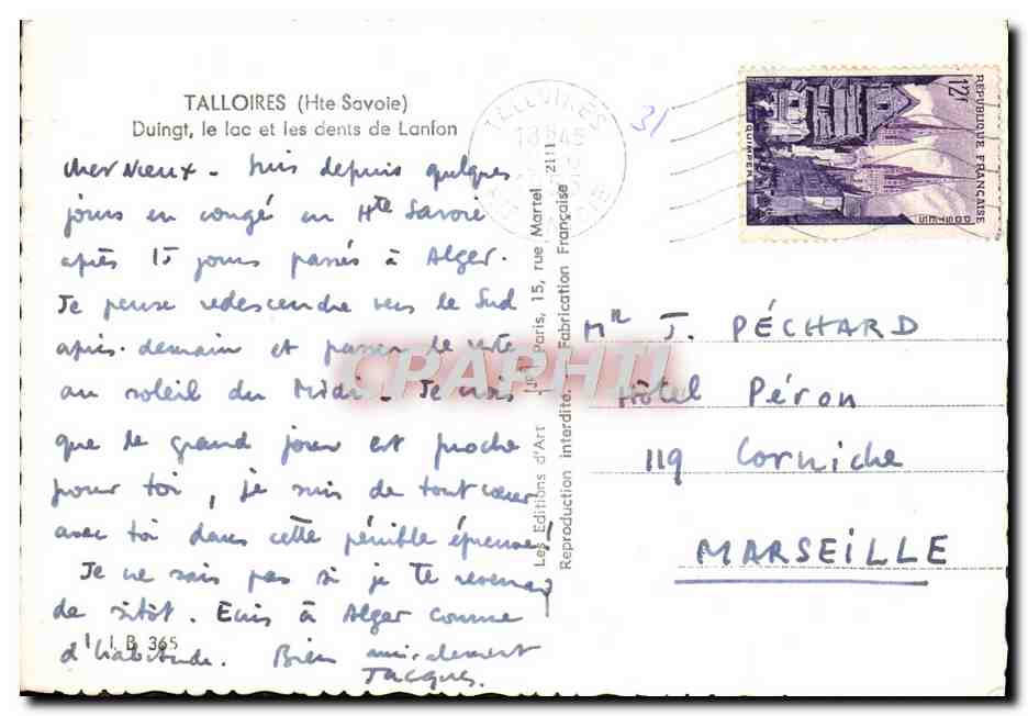 CPM Talloires Duingt le Lac et les Dents de Lanfon — Rückseite