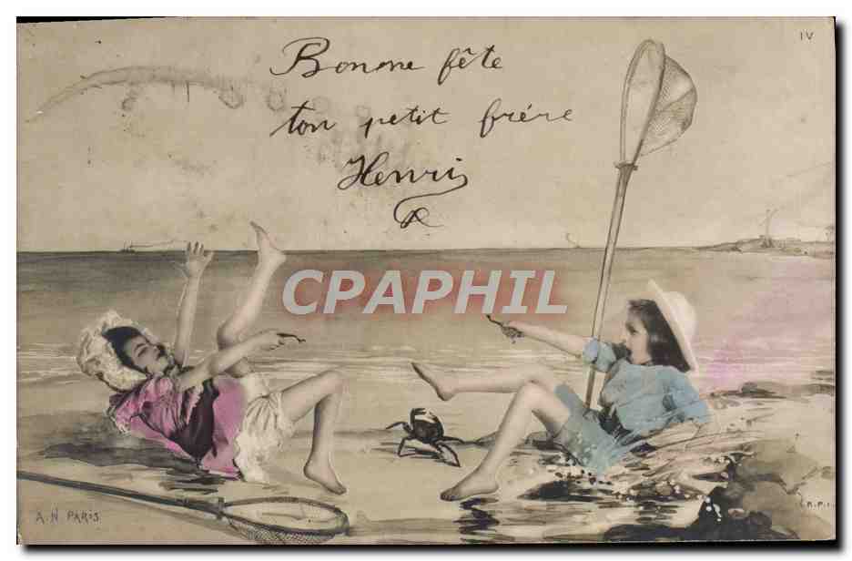 CPA Fantaisie Enfants Crabe
