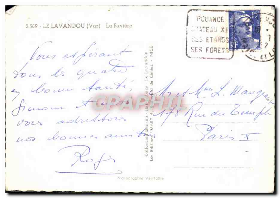 CPM Le Lavandou La Faviere — Reverso