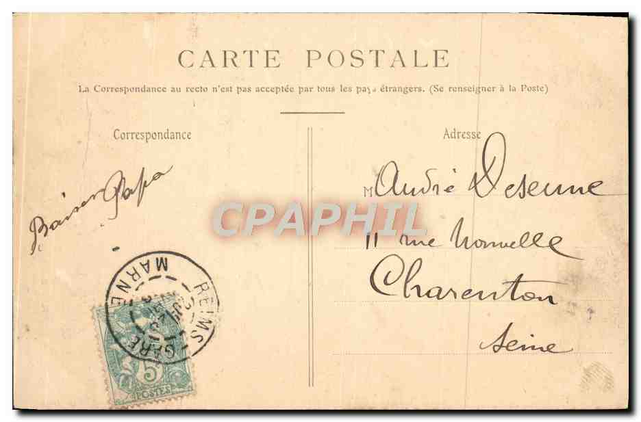 CPA Reims Ancienne Porte De La Cour Du Chapitre  — Verso