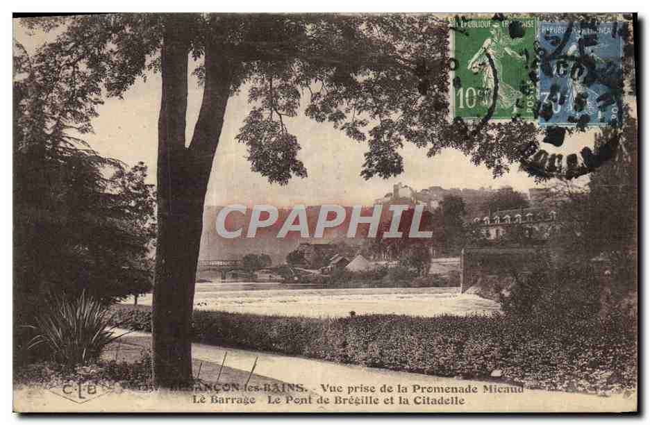 CPA Besancon Les Bains Vue Prise De La Promenade Micaud Le barrage Le pont de Bregille et la citadelle