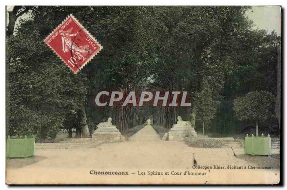 CPA Chenonceaux Les Sphinx Et Cour D'Honneur