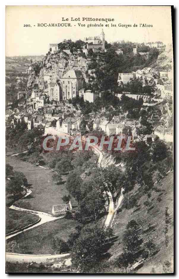 CPA Rocamadour Vue Generale Et Les Gorges De I'Alzou