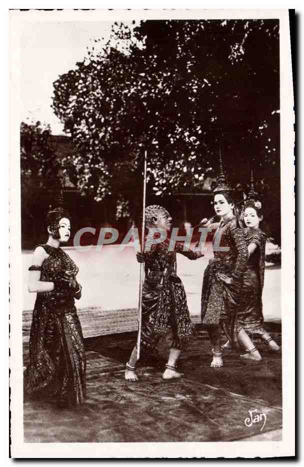 Danseuses cambodgiennes — Scène de l'histoire de Prat Bat Haisaing — éditeur F. Fleury, Paris