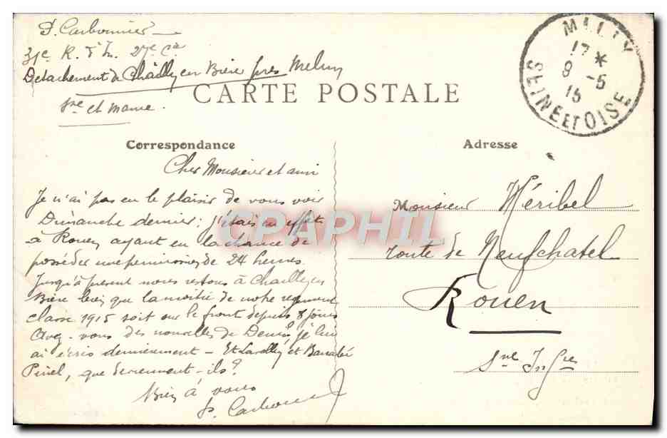 CPA Milly Grotte Aux Souris A Coquibu Chasse Chasseur Chien — Rückseite