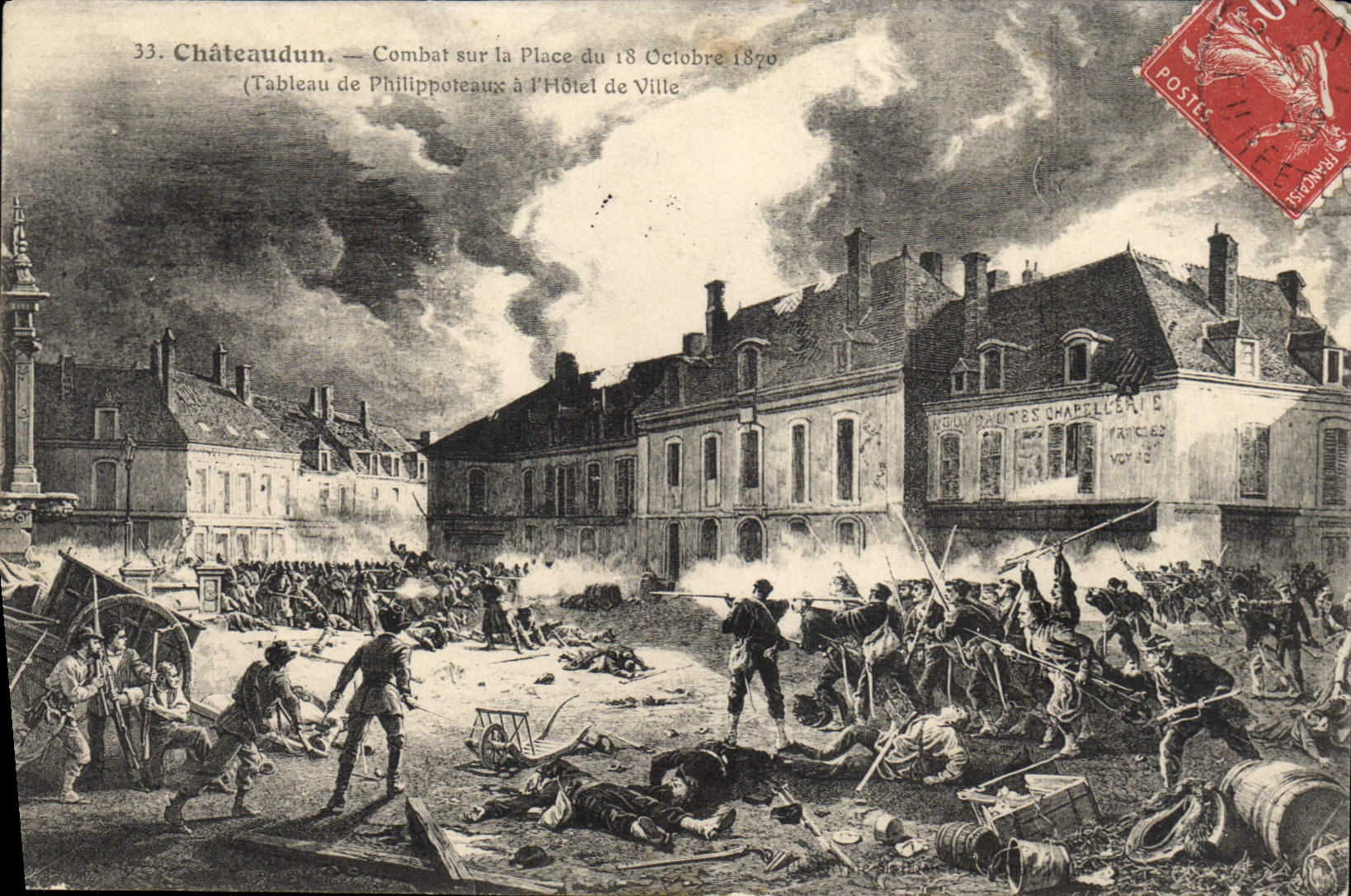 Châteaudun — Combat sur la Place du 18 Octobre 1870 — Tableau de Philippoteaux à l'Hôtel de Ville