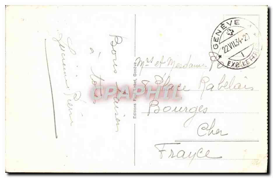 CPA Geneve Monument Brunschwig Et La Rade Bateau — Verso