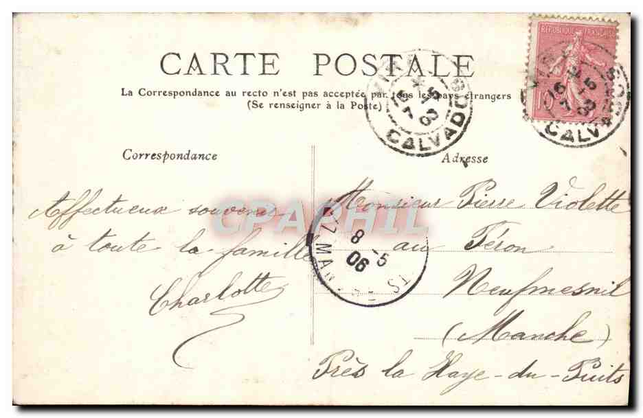 CPA Vire Cascades Vallee Des Vaux — Rückseite