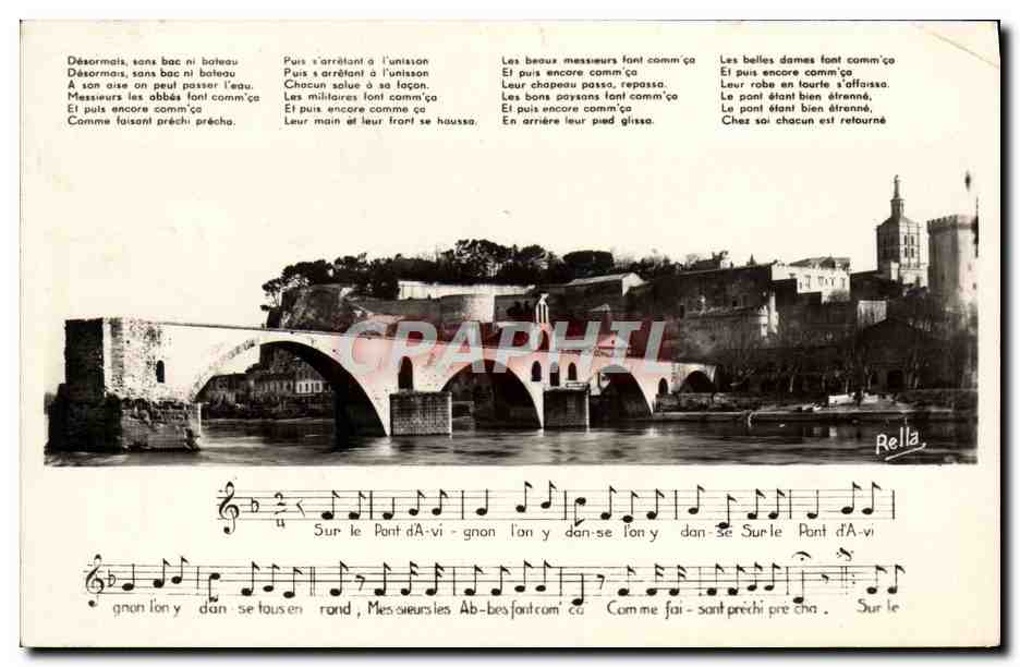 CPA Sur Le Pont d'Avignon 
