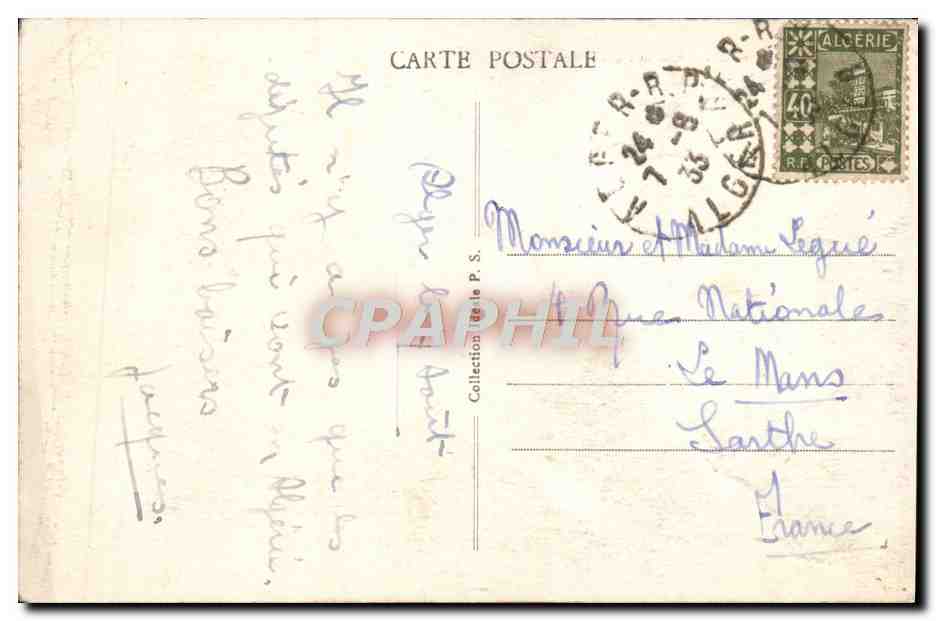 CPA Alger L'Hotel Des Postes Et Des Telegraphes — Rückseite