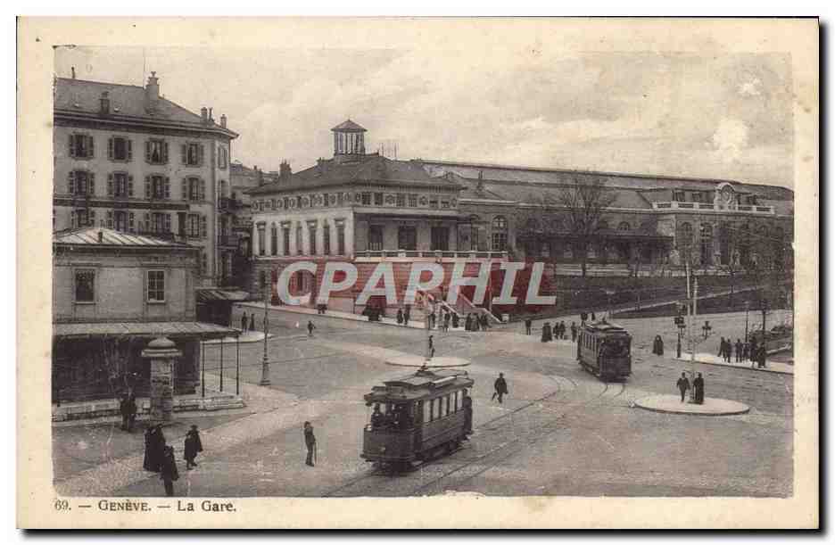 CPA Geneve La Gare Tramway