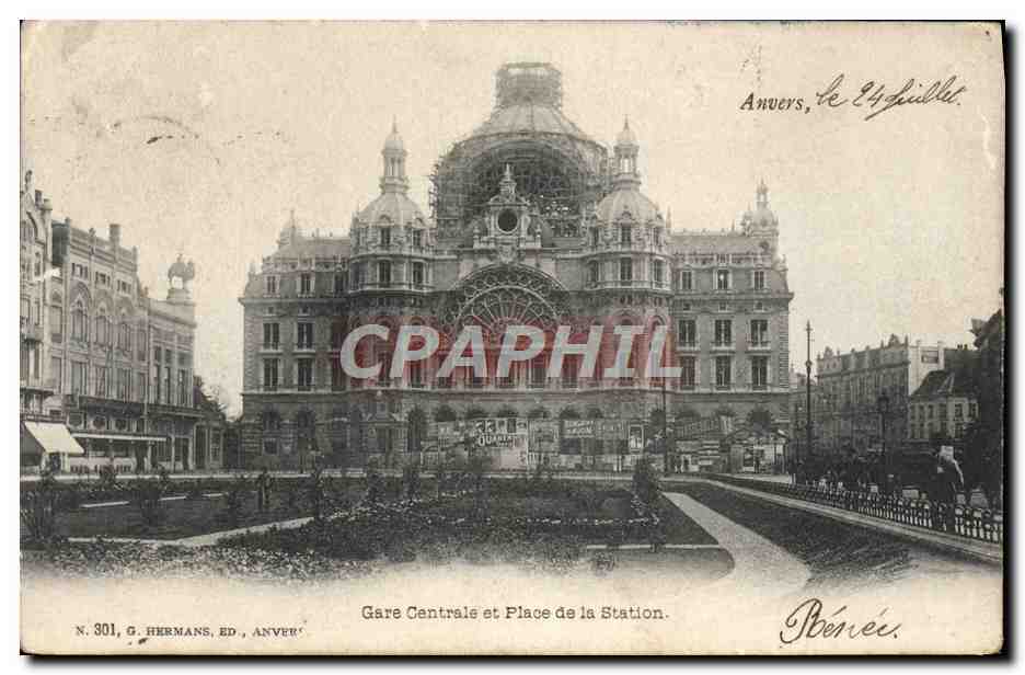 CPA Anvers Gare Gentrale Et Place De La Station