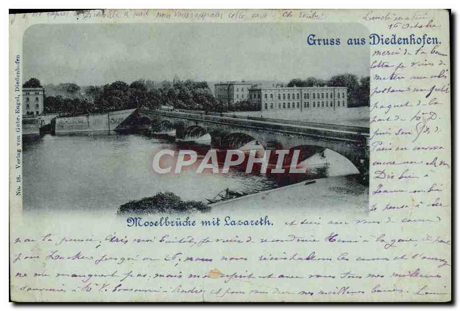 CPA Moselbruche Mit Lazareth Gruss Aus Diedenhofen