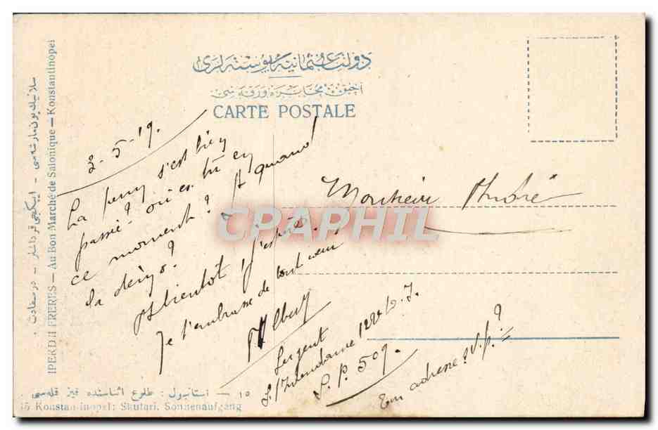 CPA Konstantinopel — Verso