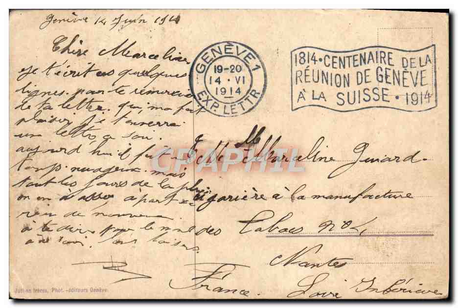 CPA Geneve Rue Du Mont Blanc — Verso