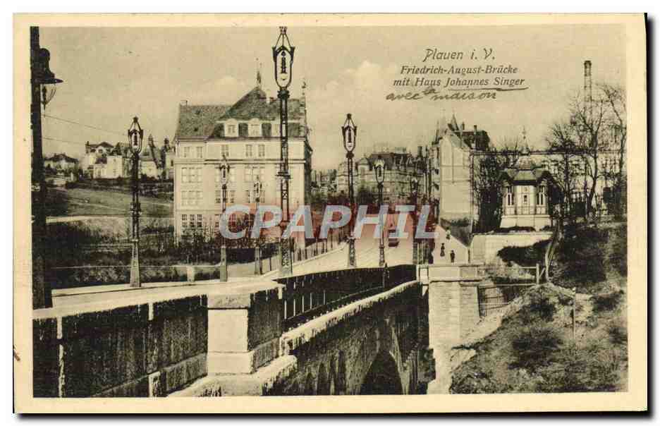 CPA Plauen Friedrich August Brucke mit Haus Johannes Singer