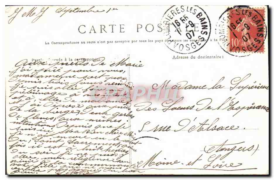 CPA Plombieres Les Bains La vierge et la chapelle de Saint Joseph — Rückseite