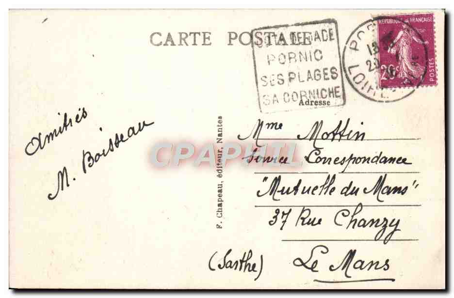 CPA Pornic A Gourmaion Les Flots Et Le Casino — Rückseite