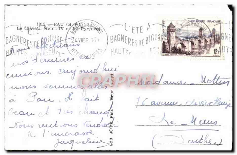 CPM Pau Le Chateau Henri IV et les Pyrenees — Rückseite