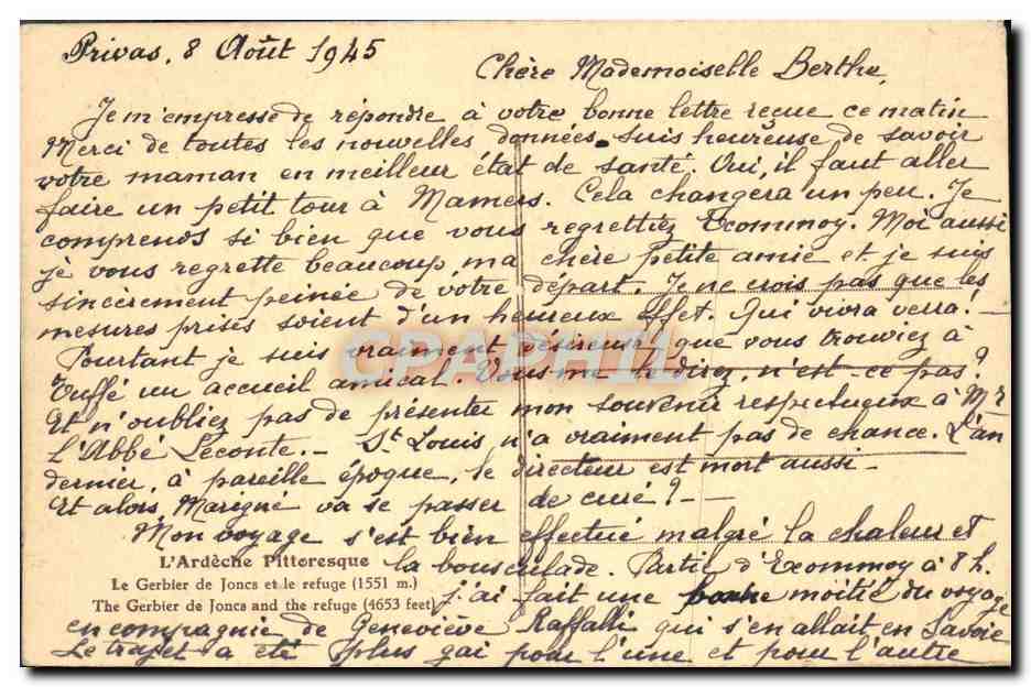 CPA L'Ardeche Pittoresque Le Gerbier de joncs et le refuge  — Rückseite
