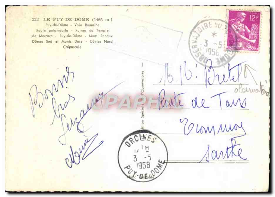 Puy-de-Dôme — Monts Dômes — vue panoramique et ruines romaines — édition spéciale — Verso