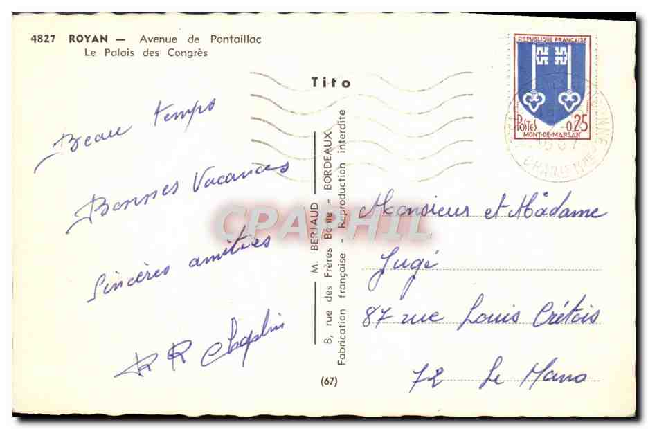Royan — Palais des Congrès — éditeur Tito — Verso