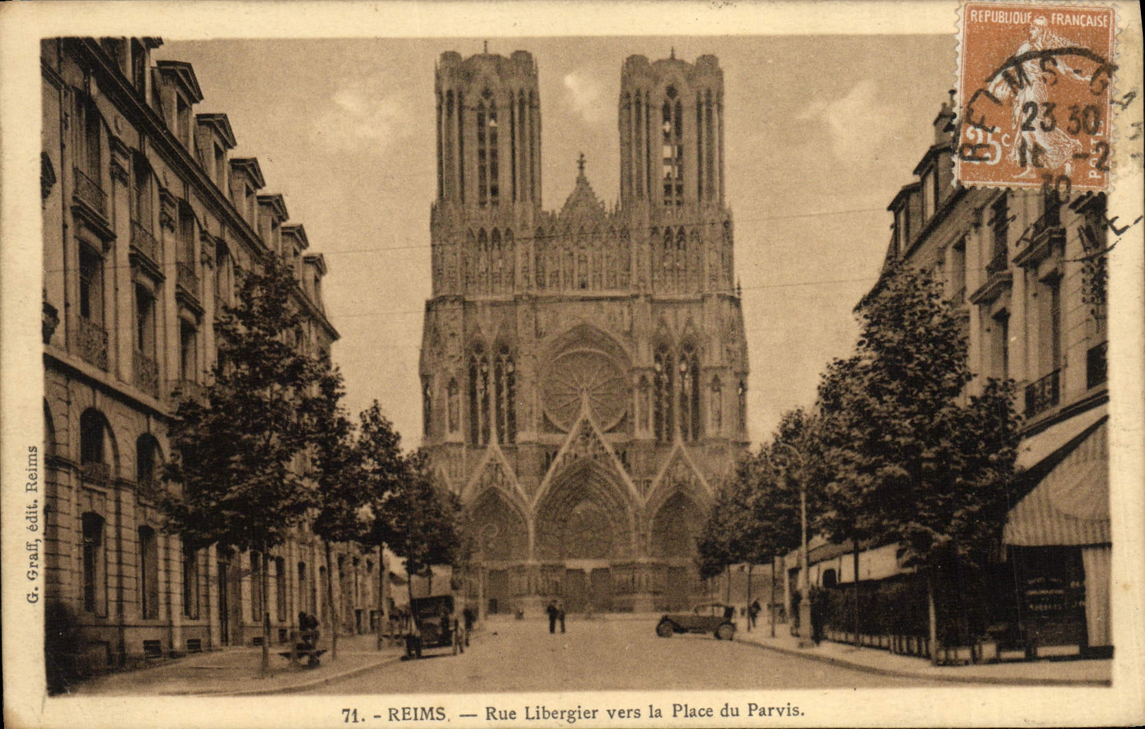 Reims — Rue Libergier vers la Place du Parvis — G. Graff, édit. Reims, n°71
