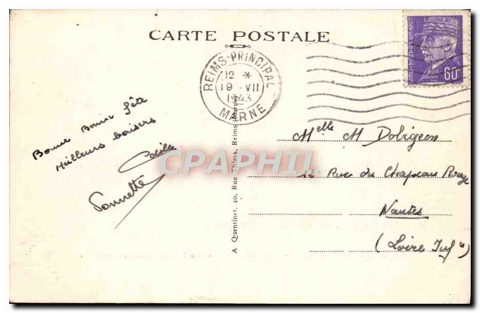 CPA Reims La Cathedrale Les Damnes Traines En Enfer Diable — Verso