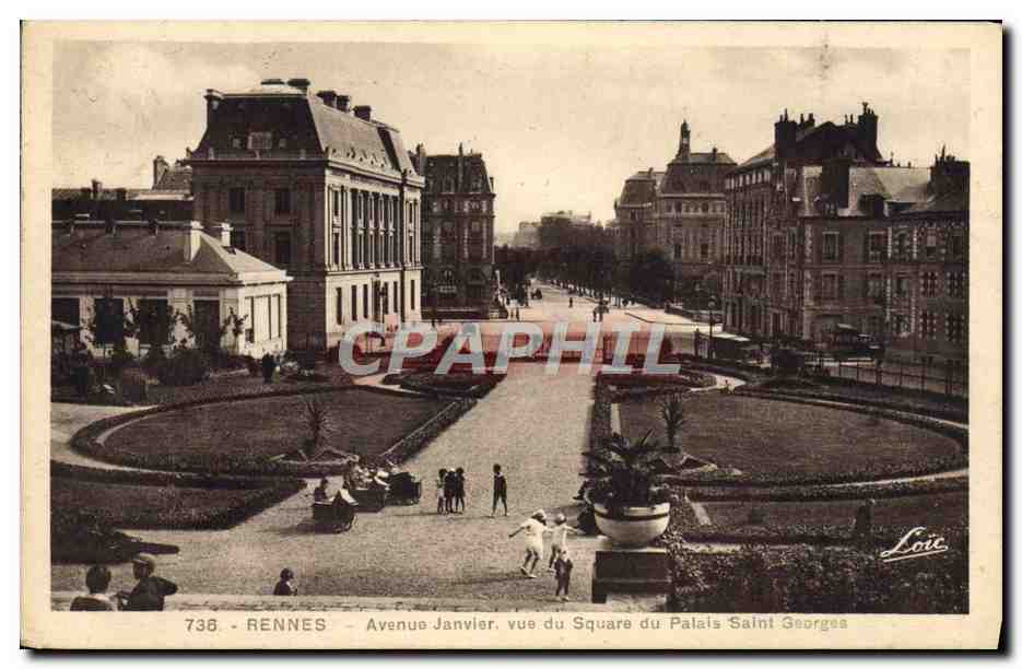 CPA Rennes Avenue Janvier Vue Du Square Du Palais Saint Georges