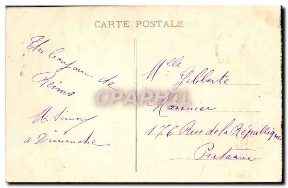 CPA Reims Monument Aux Morts Militaria — Verso
